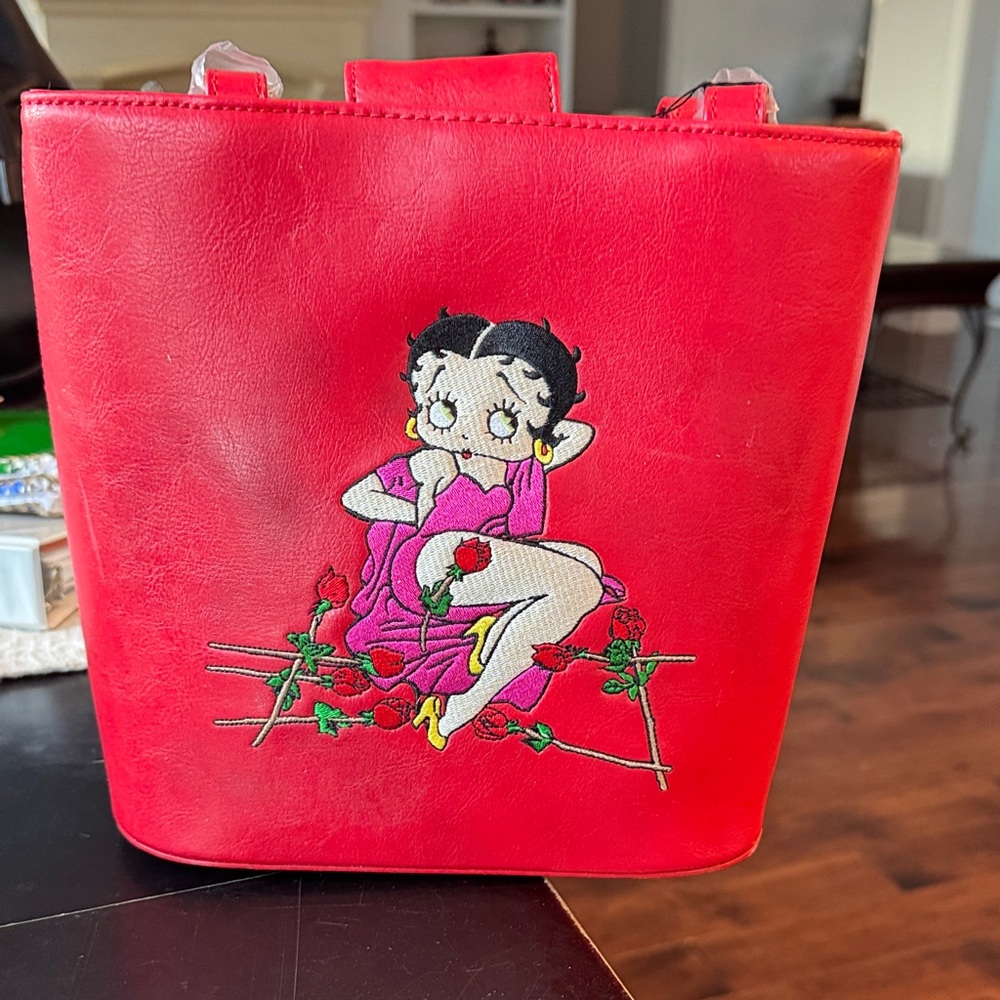 Red Embroidered Tote Bag